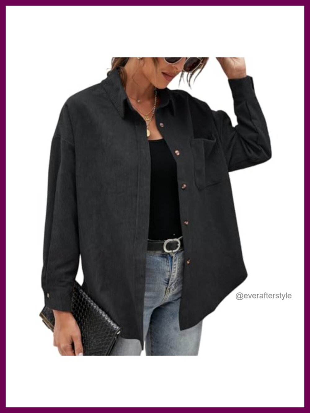 Corduroy Shacket Button Down Long Sleeve Casual Jacket